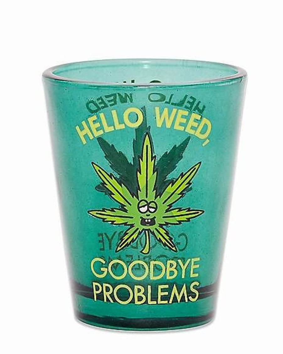 Shooters & Shot Glasses * Buy Hello Weed Goodbye Problems Shot Glass 1.5 Oz. Green