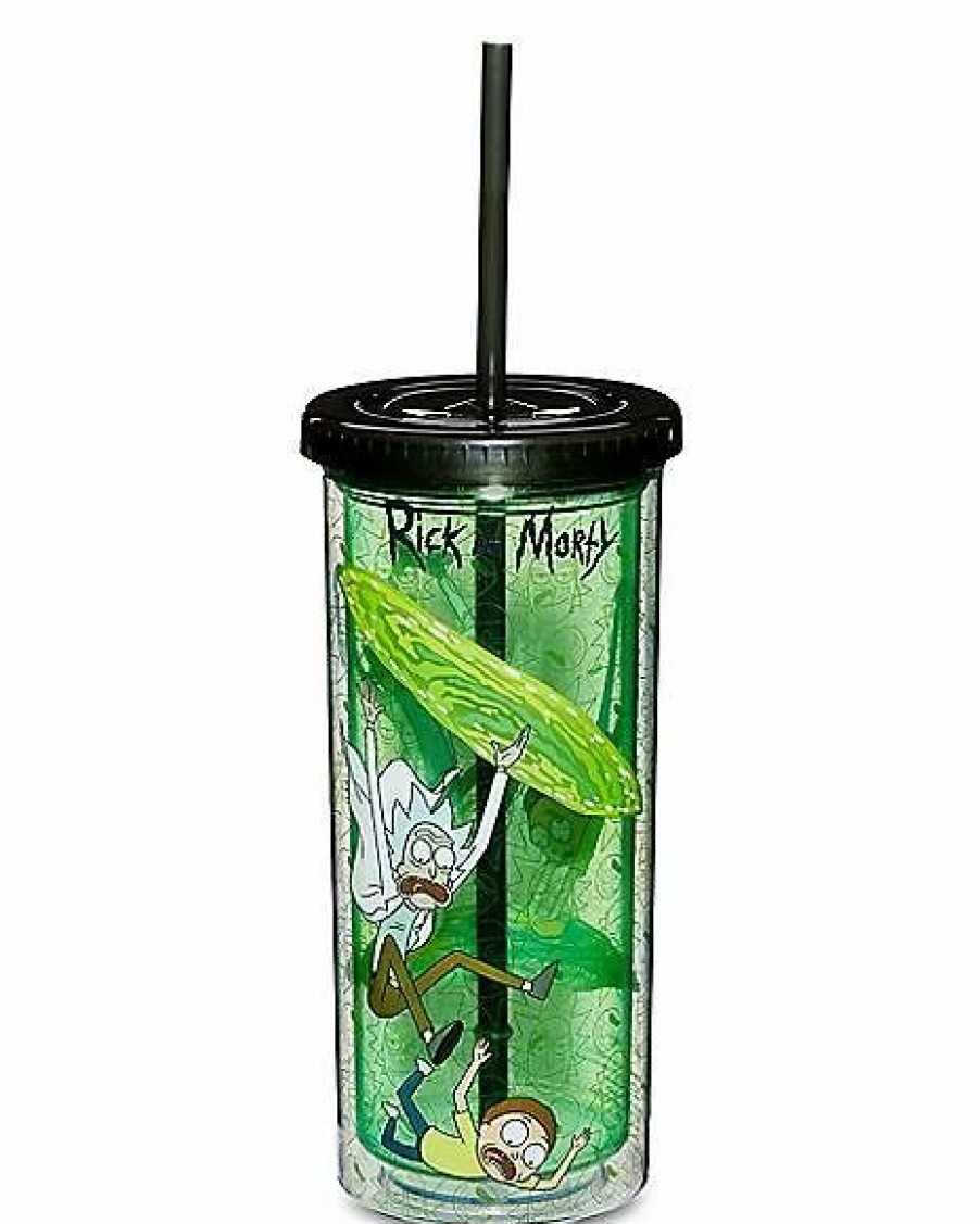 Television * Cheapest Rick And Morty Portal Cup With Straw 20 Oz. Green