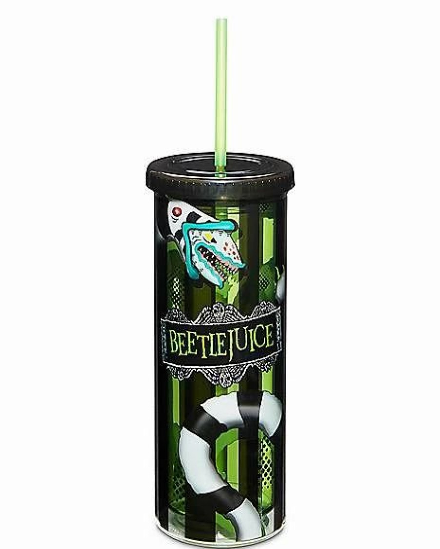 Halloween * Promo Sandworm Beetlejuice Cup With Straw 20 Oz. Black