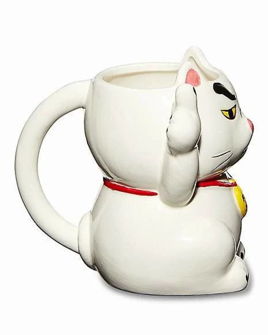 Christmas * Best Deal Angry Lucky Cat Molded Coffee Mug 20 Oz. White