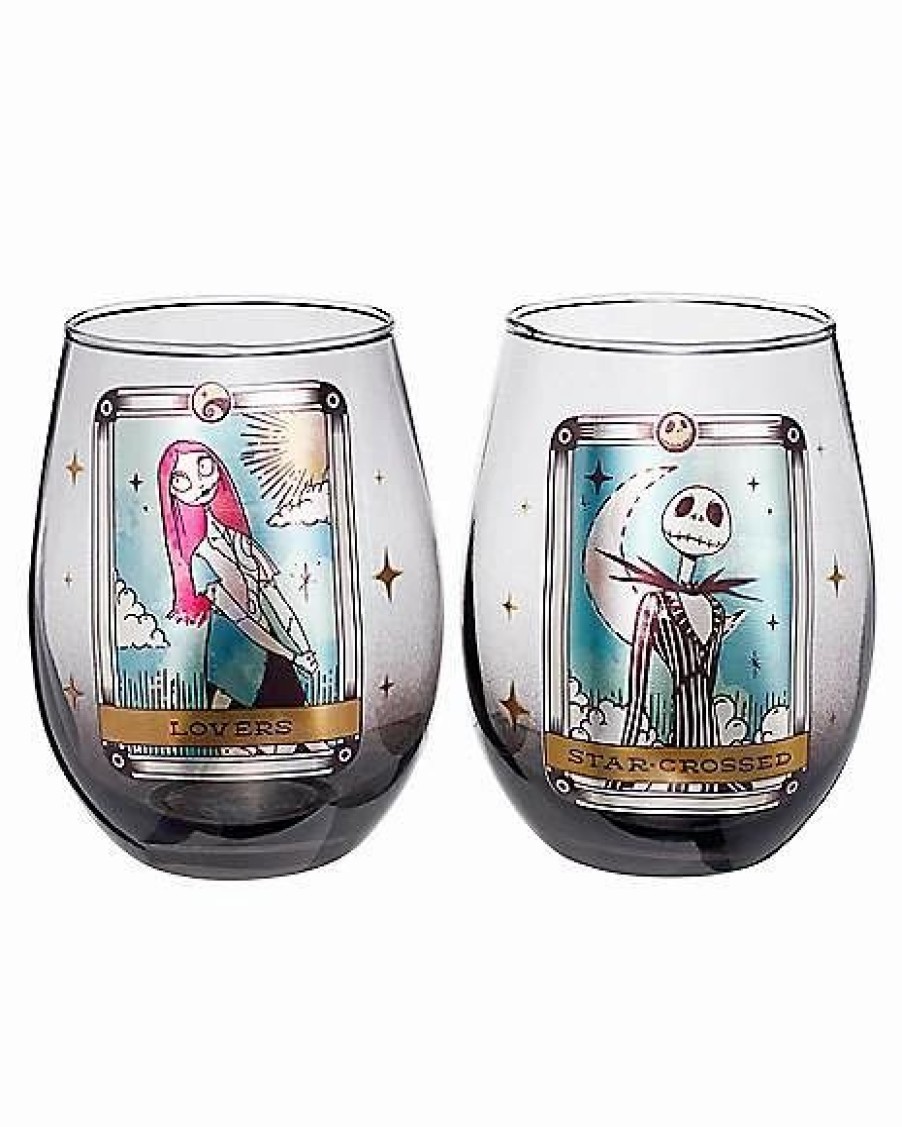 Halloween * Discount Star-Crossed Lovers Drinkware Set 2 Pack 20 Oz. The Nightmare Before Christmas