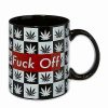 Coffee Mugs * Top 10 Checkerboard Fuck Off Weed Leaf Mug 20 Oz. Black And White