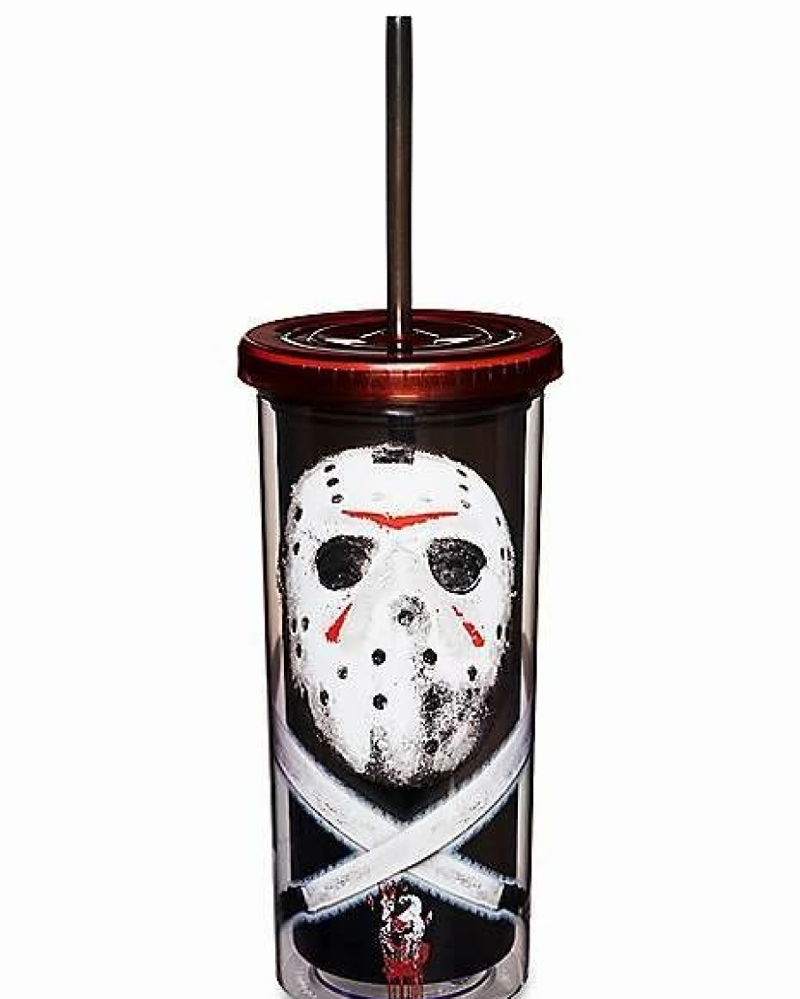 Movies * Best Sale Jason Voorhees Mask Knives Cup With Straw 20 Oz. Friday The 13Th