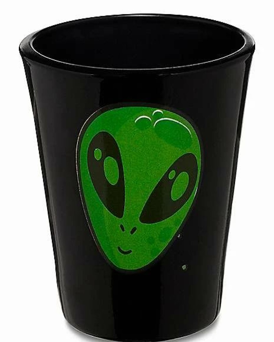 Shooters & Shot Glasses * Deals Alien Face Shot Glass 2 Oz. Black