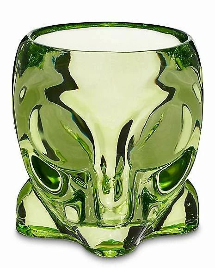 Shooters & Shot Glasses * Hot Sale Molded Alien Face Shot Glass 2 Oz. Green