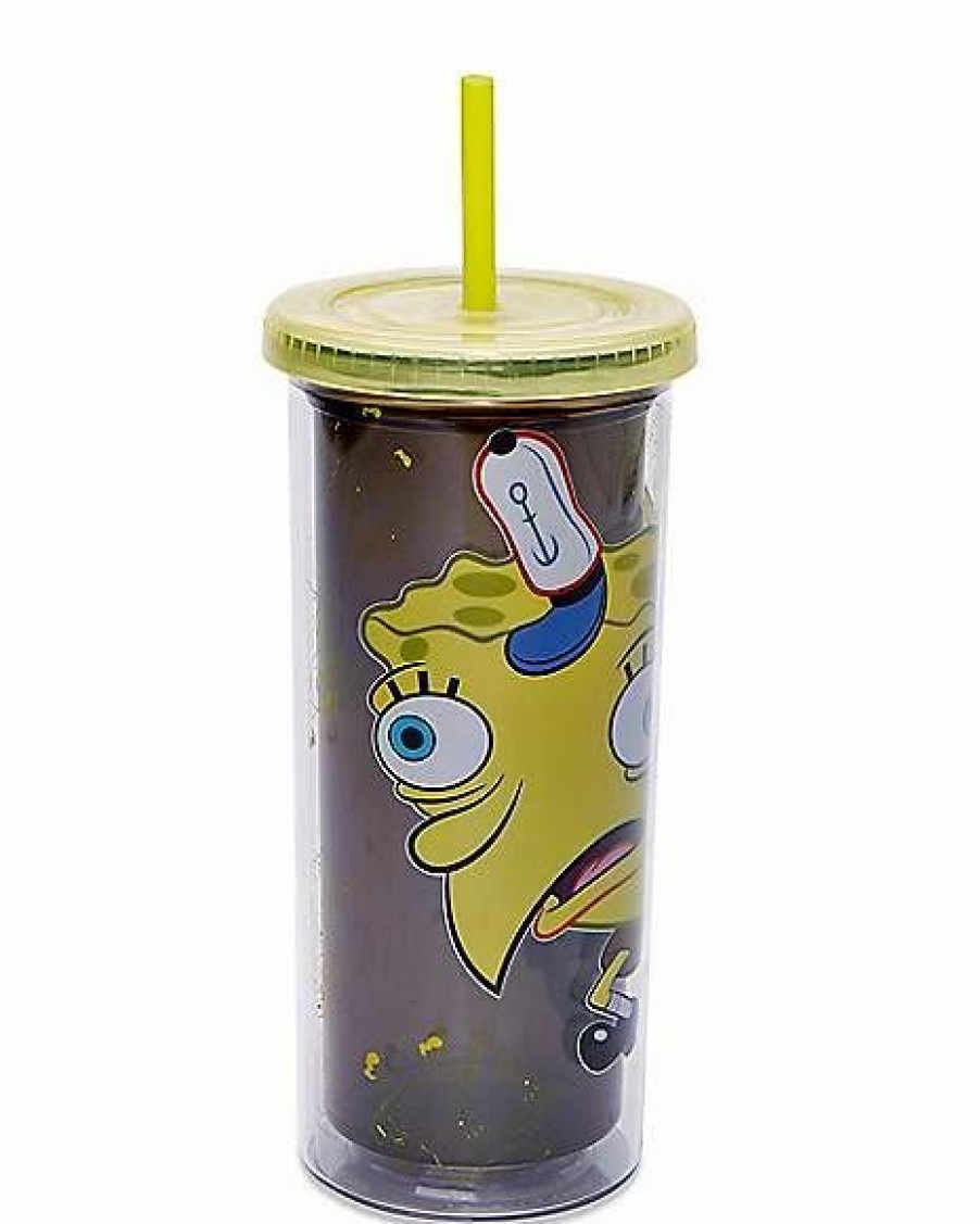 Television * Brand New Meme Spongebob Squarepants Cup With Straw 20 Oz. Nickelodeon Black