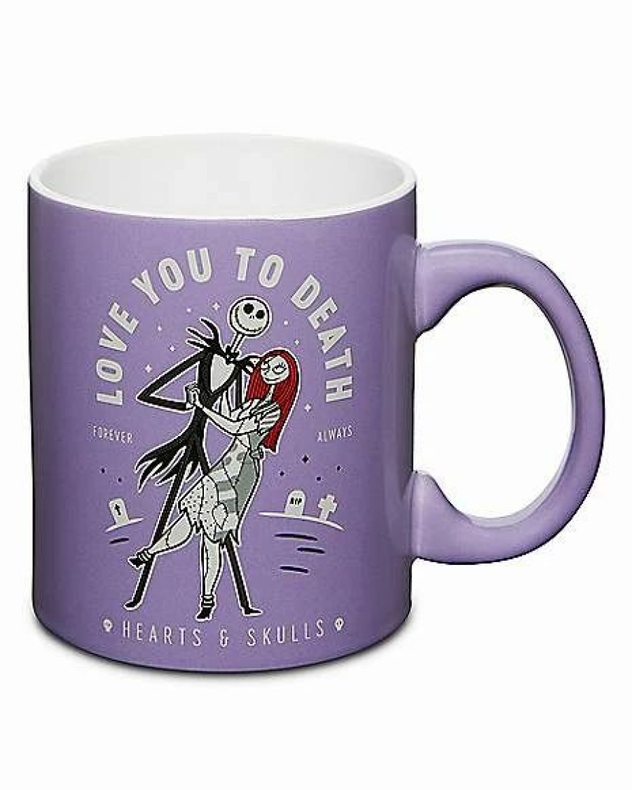 Halloween * Budget Love You To Death Jack Skellington And Sally Coffee Mug 20 Oz. The Nightmare Before Christmas Purple