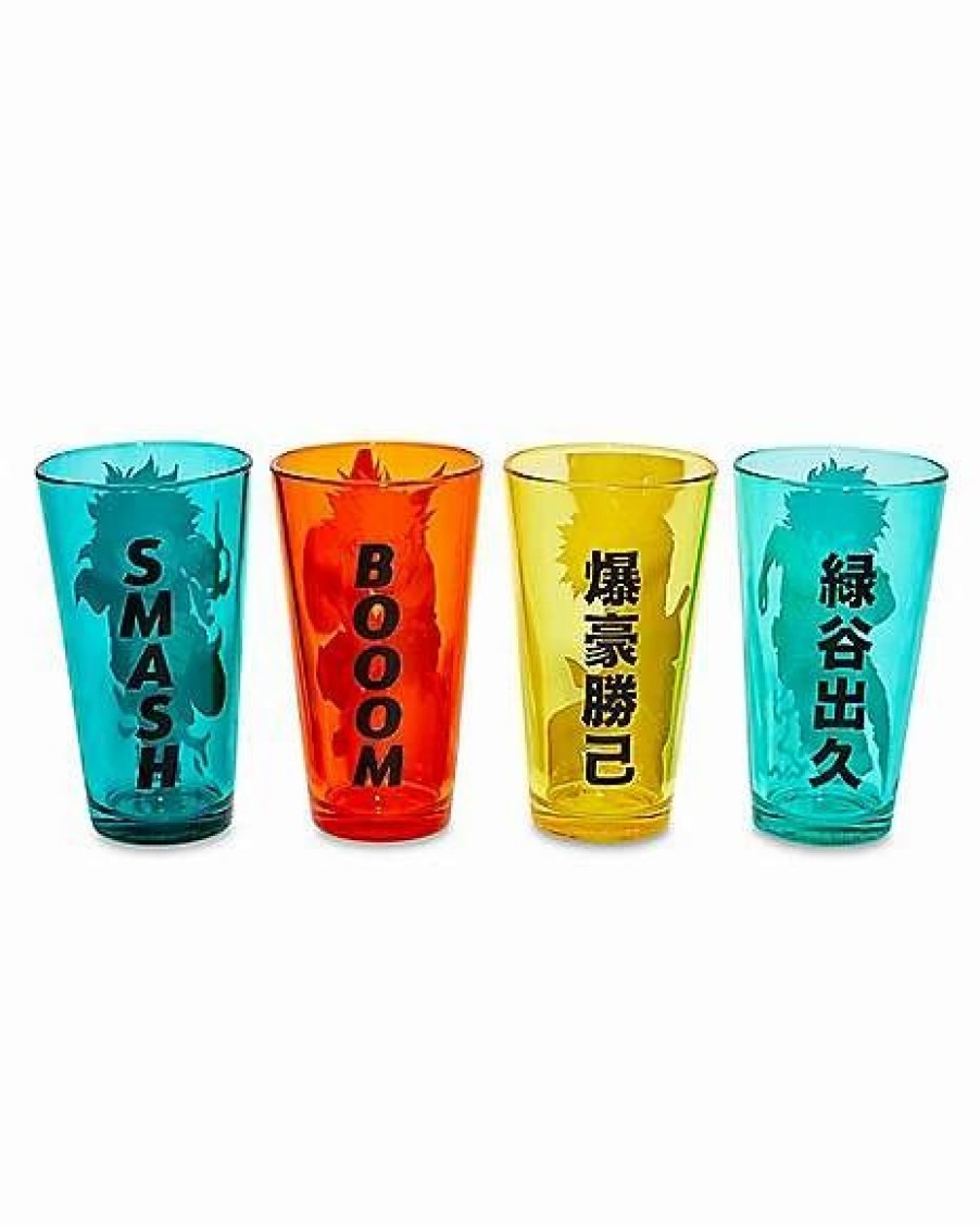 Anime * Promo Characters My Hero Academia Pint Glasses 4 Pack 16 Oz. Multi-Color