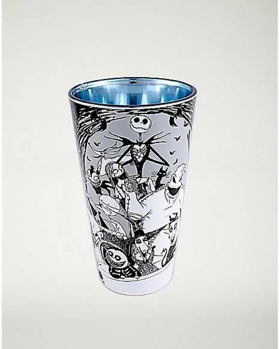 Halloween * Promo Character The Nightmare Before Christmas Pint Glass 16 Oz. Disney Blue