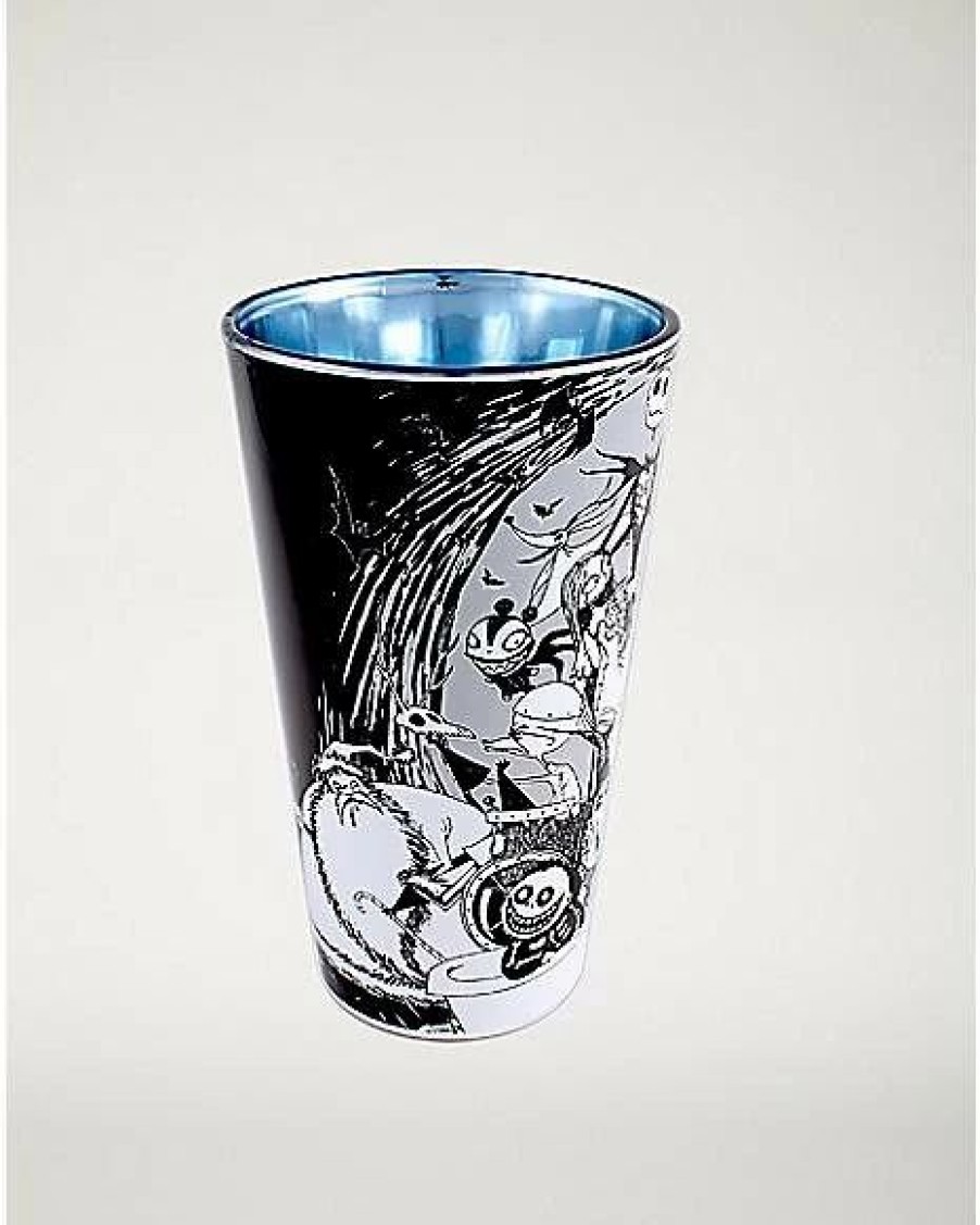 Halloween * Promo Character The Nightmare Before Christmas Pint Glass 16 Oz. Disney Blue