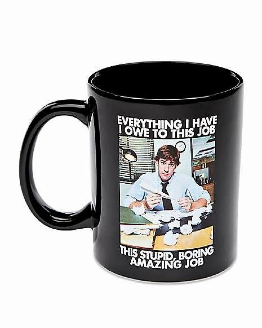 Television * Budget Stupid Boring Amazing Job Jim Coffee Mug 20 Oz. The Office Black