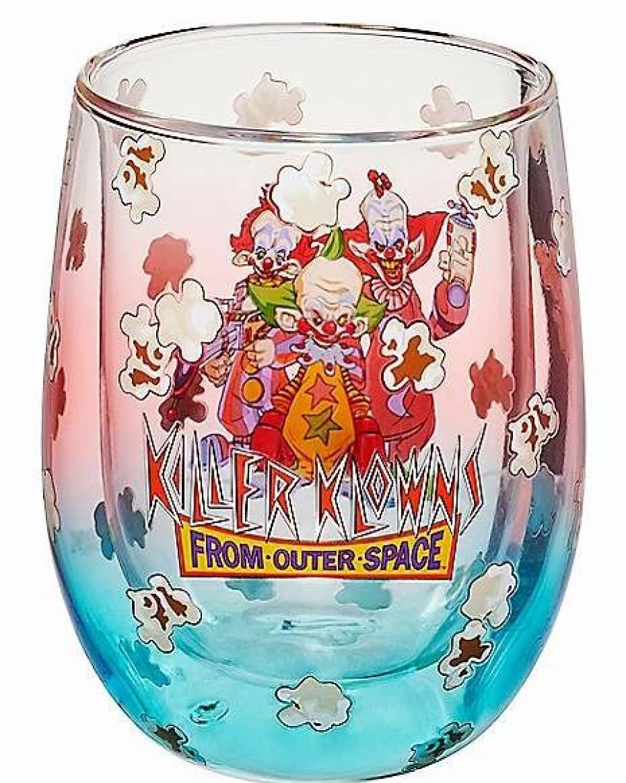 Halloween * Coupon Popcorn Killer Klowns From Outer Space Stemless Wine Glass 13 Oz.