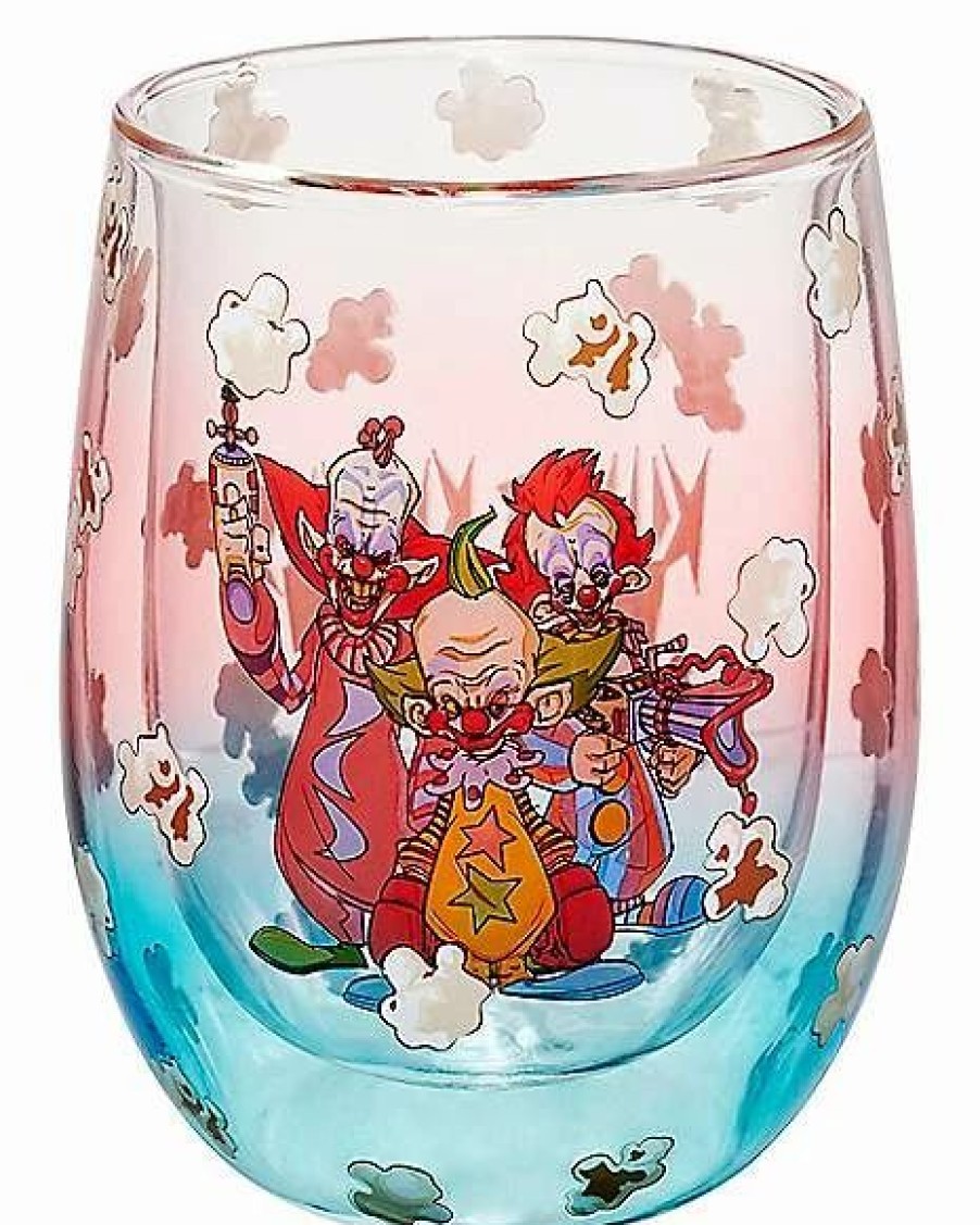 Halloween * Coupon Popcorn Killer Klowns From Outer Space Stemless Wine Glass 13 Oz.