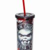 Halloween * Buy Hi I'M Chucky Cup With Straw 20 Oz. Multi-Color