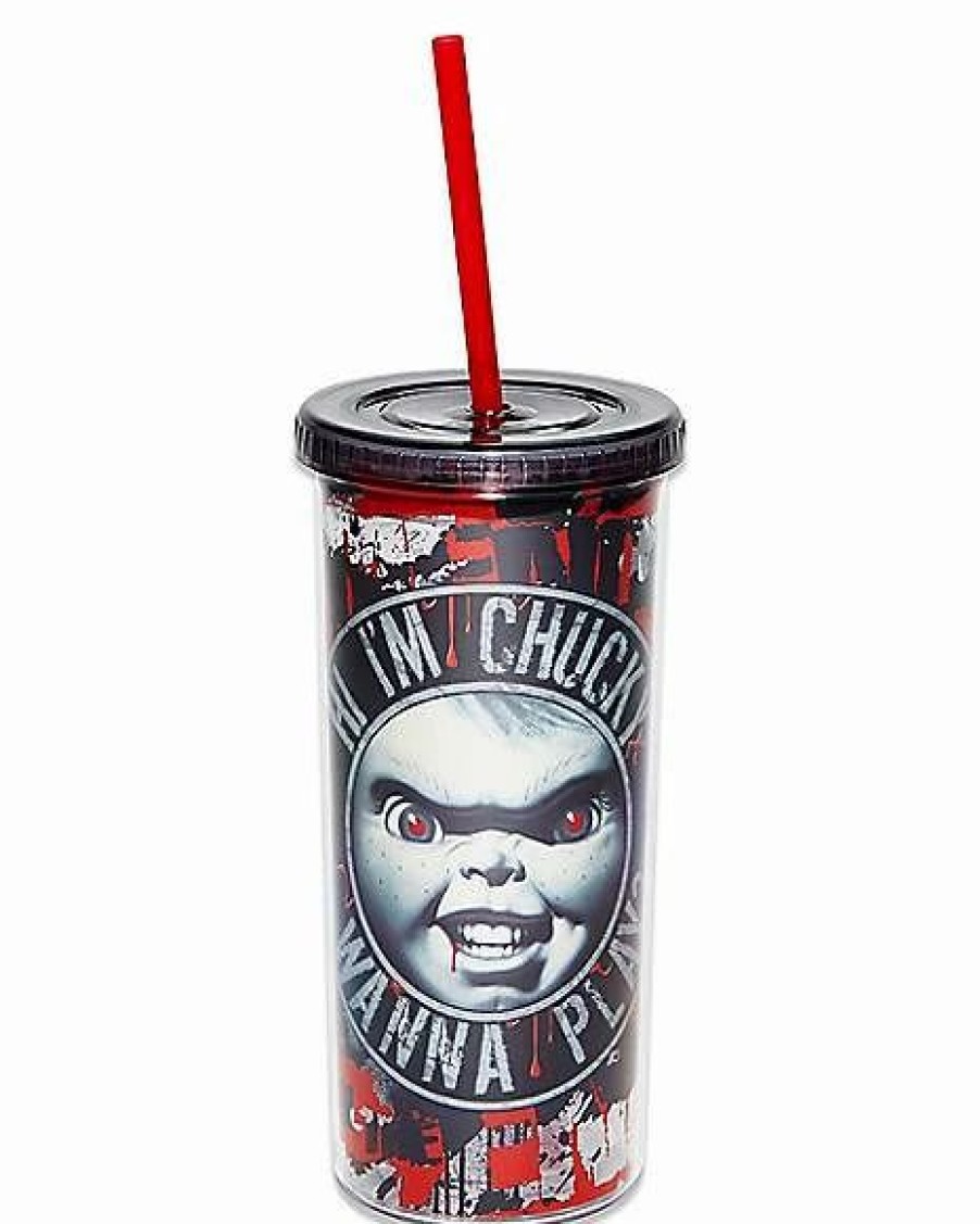 Halloween * Buy Hi I'M Chucky Cup With Straw 20 Oz. Multi-Color