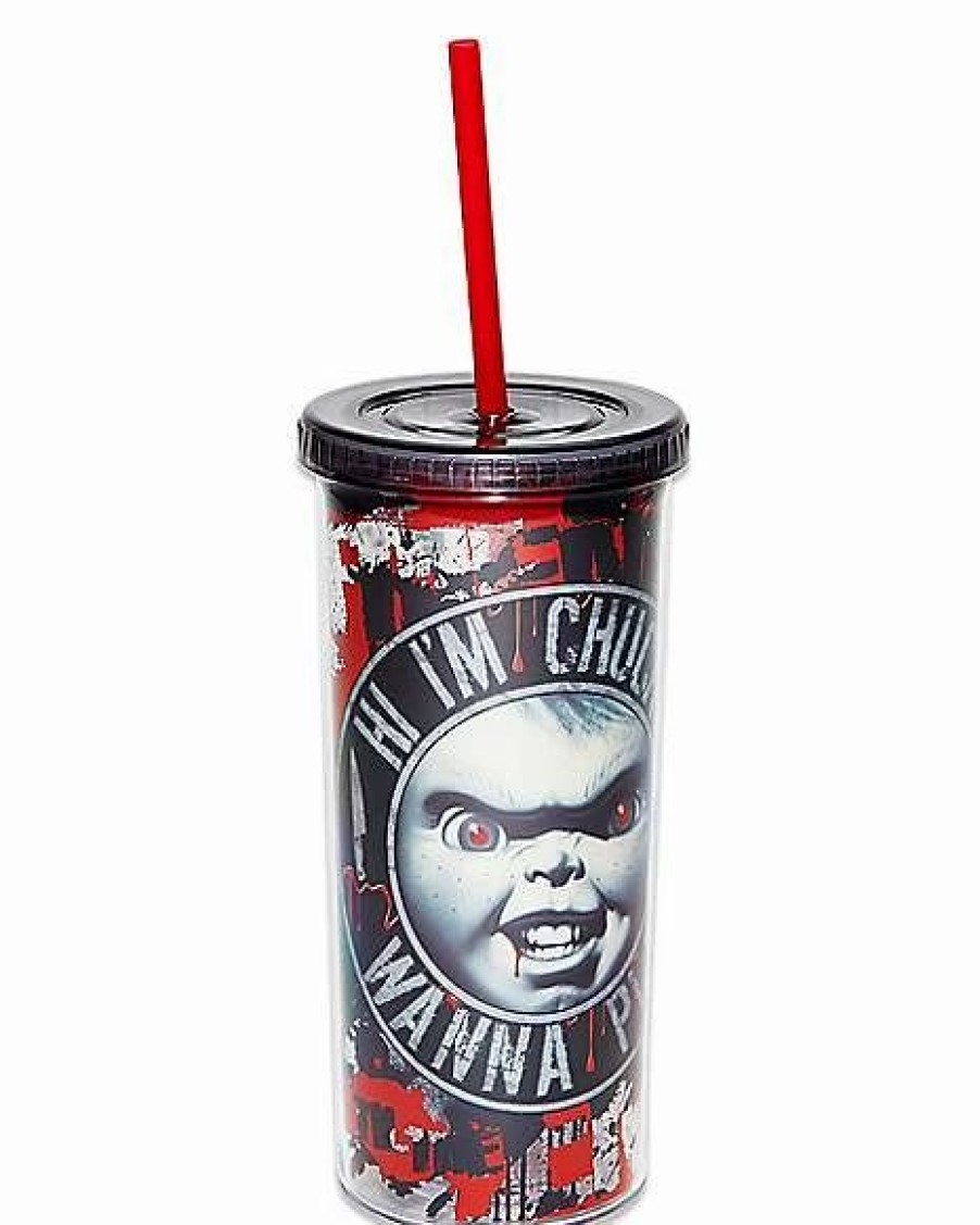 Halloween * Buy Hi I'M Chucky Cup With Straw 20 Oz. Multi-Color