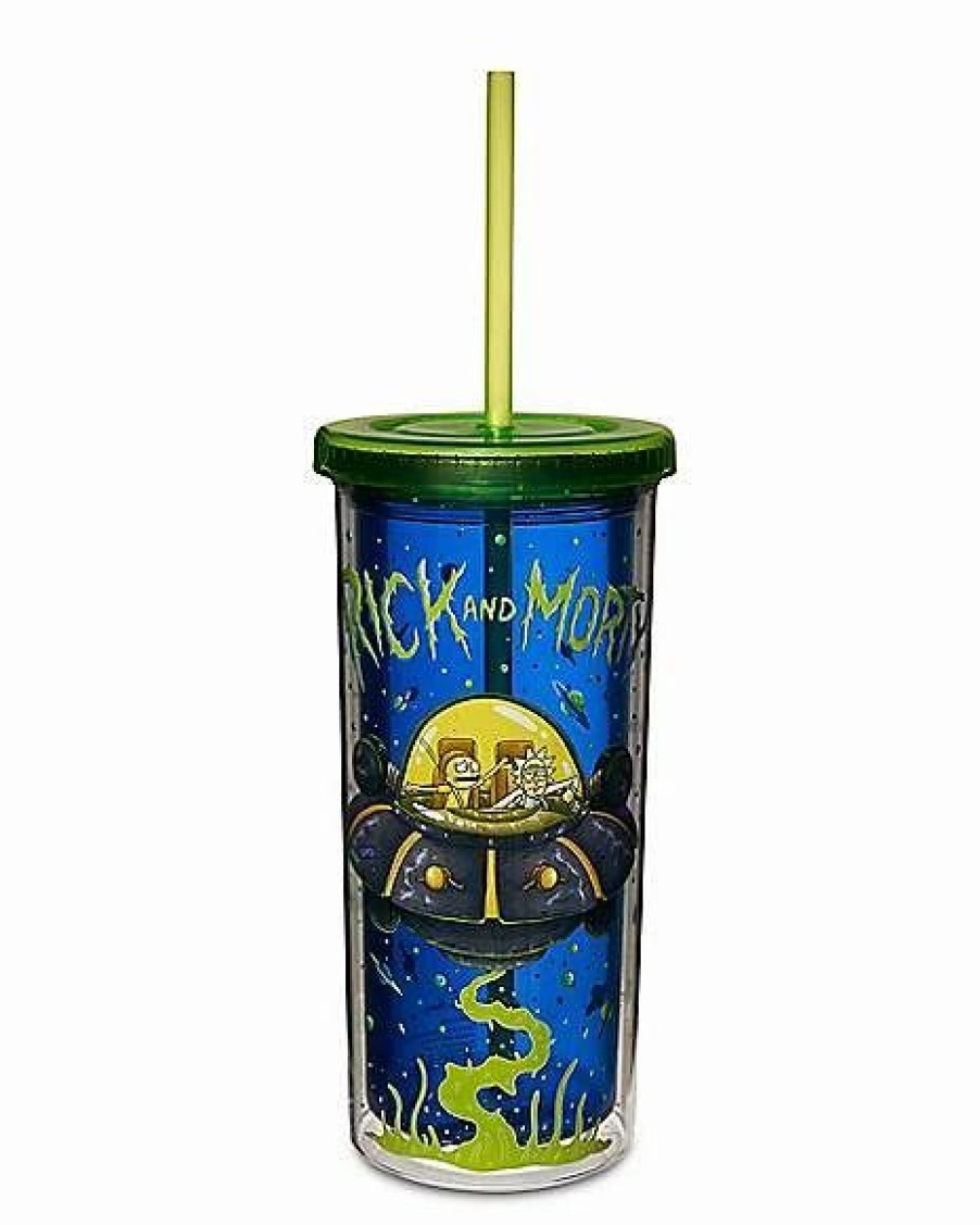 Television * Cheap Spaceship Rick And Morty Cup With Straw 29 Oz. Blue