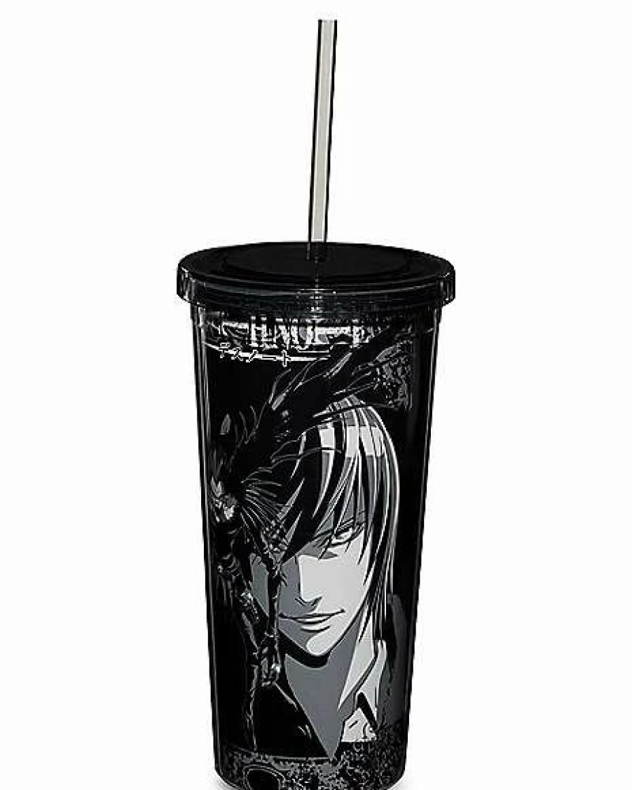 Plastic Drinkware * Wholesale Light And Ryuk Cup With Straw 20 Oz. Death Note