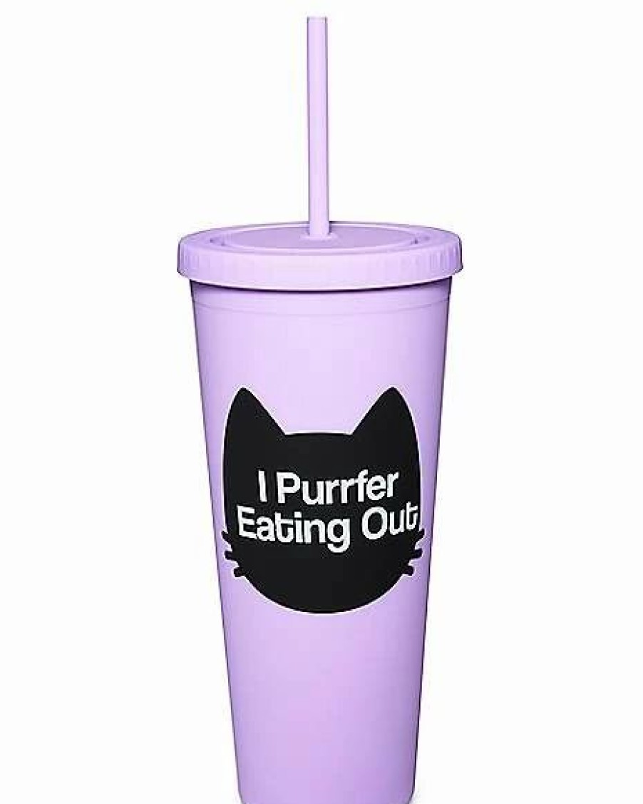 Plastic Drinkware * Best Pirce Purrfer Eating Out Cup With Straw 24 Oz. Purple