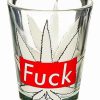 Shooters & Shot Glasses * Promo Fuck Weed Leaf Shot Glass 1.5 Oz. Clear