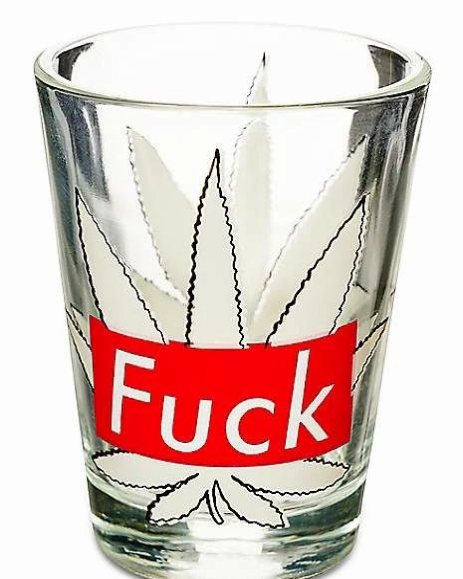 Shooters & Shot Glasses * Promo Fuck Weed Leaf Shot Glass 1.5 Oz. Clear