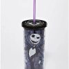 Halloween * Wholesale Jack Skellington Skull And Heart Cup With Straw 20 Oz. The Nightmare Before Christmas Multi-Color