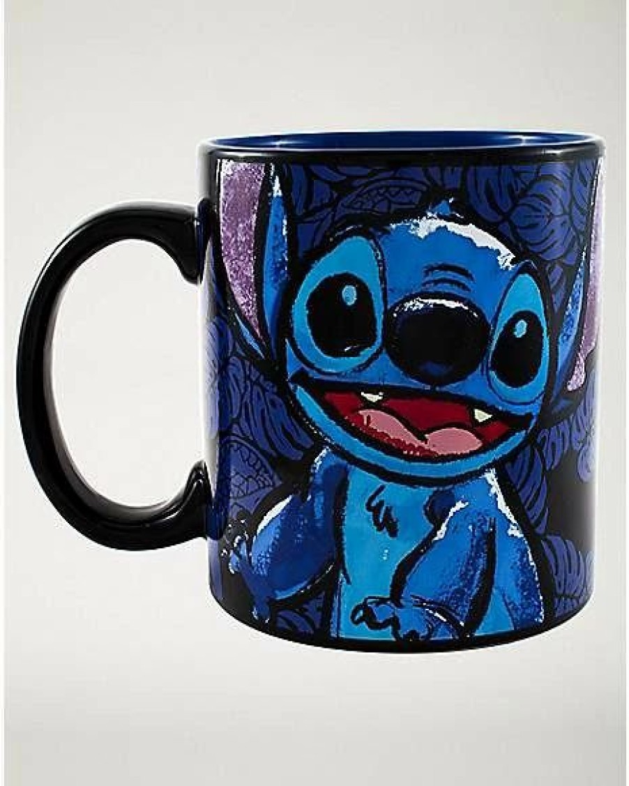 Movies * Cheapest Stitch Floral Coffee Mug 20 Oz. Disney Blue