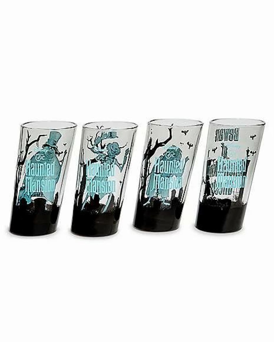 Halloween * Discount Haunted Mansion Slanted Pint Glasses 4 Pack 12 Oz. Black