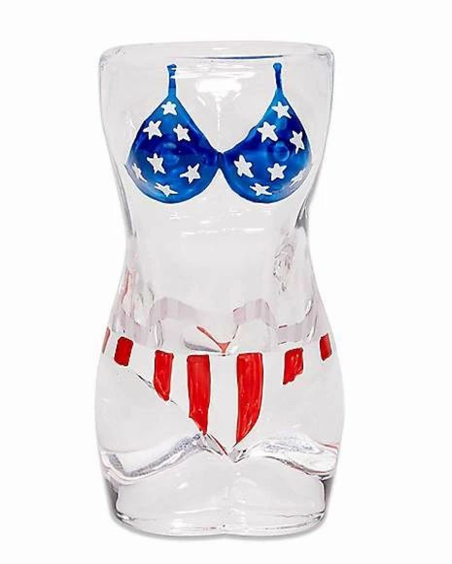 Shooters & Shot Glasses * Brand New Red White And Blue Bikini Female Body Shot Glass 2 Oz. Red/White/Blue