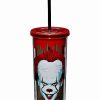 Halloween * Best Pirce Come Back And Play Pennywise Cup With Straw 20 Oz. It Black