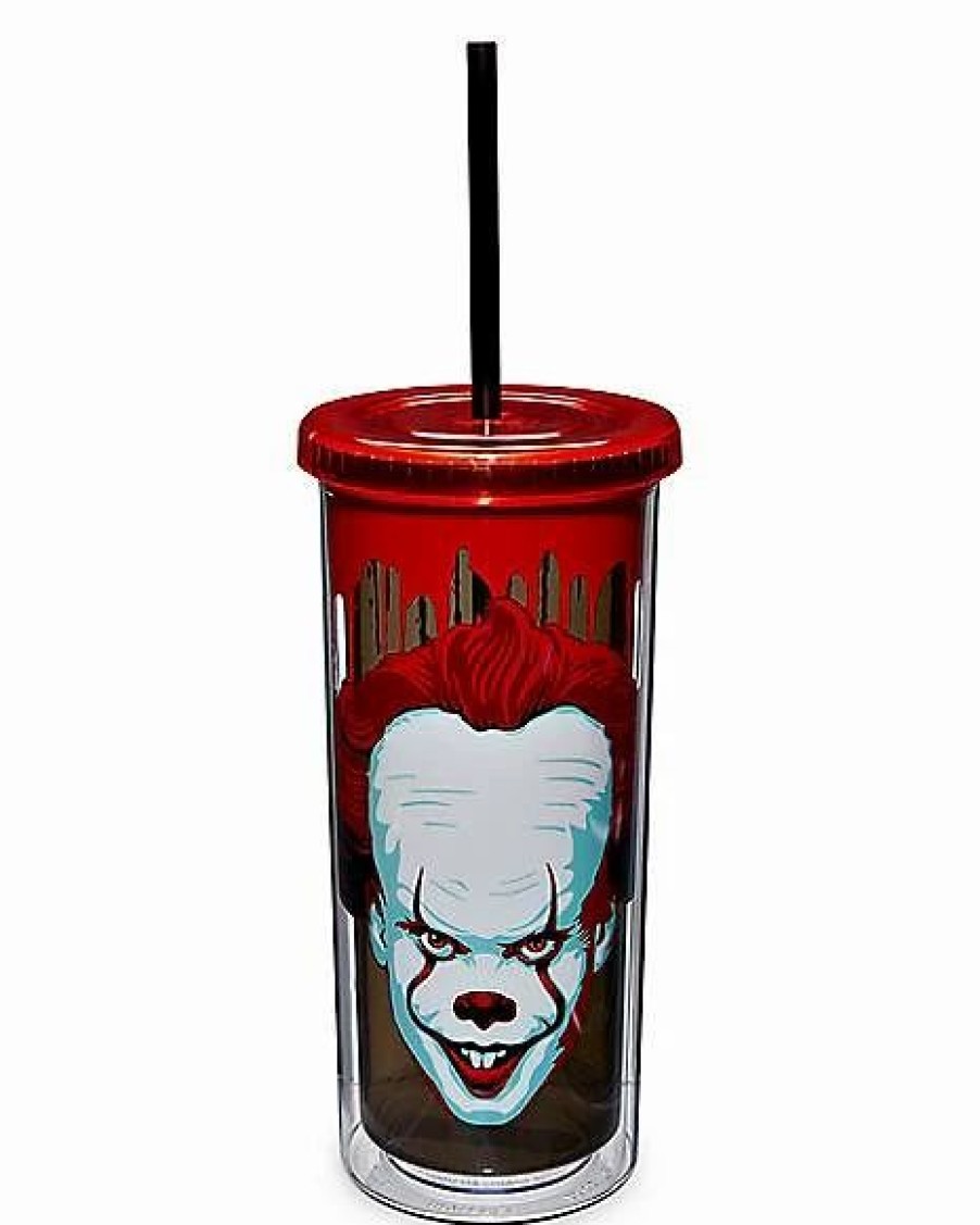 Halloween * Best Pirce Come Back And Play Pennywise Cup With Straw 20 Oz. It Black