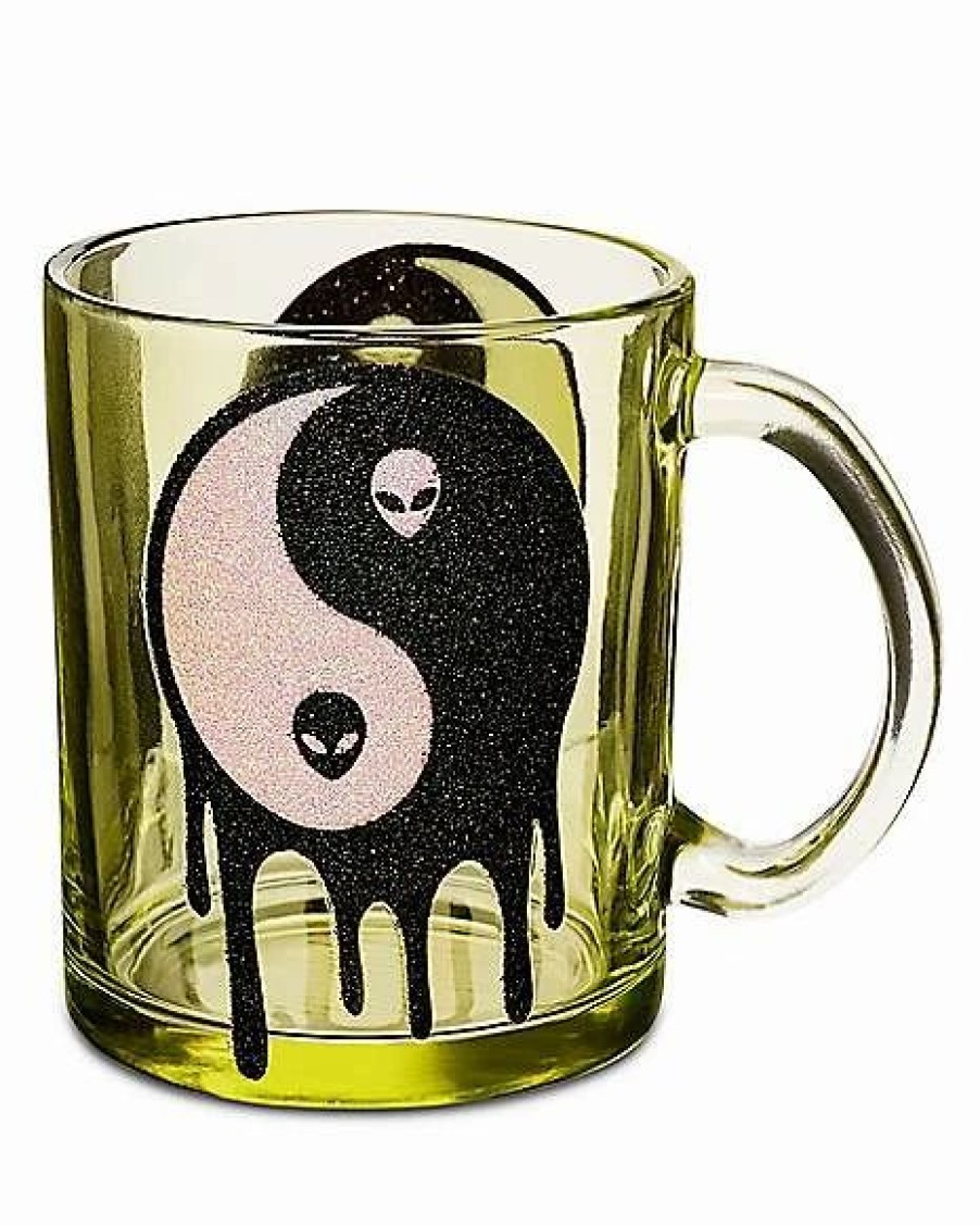 Coffee Mugs * Coupon Glitter Yin Yang Glass Mug 17 Oz. Green