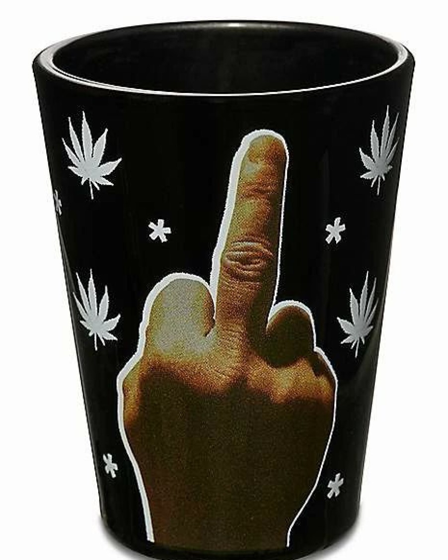 Shooters & Shot Glasses * Wholesale Middle Finger Shot Glass 1.5 Oz. Black