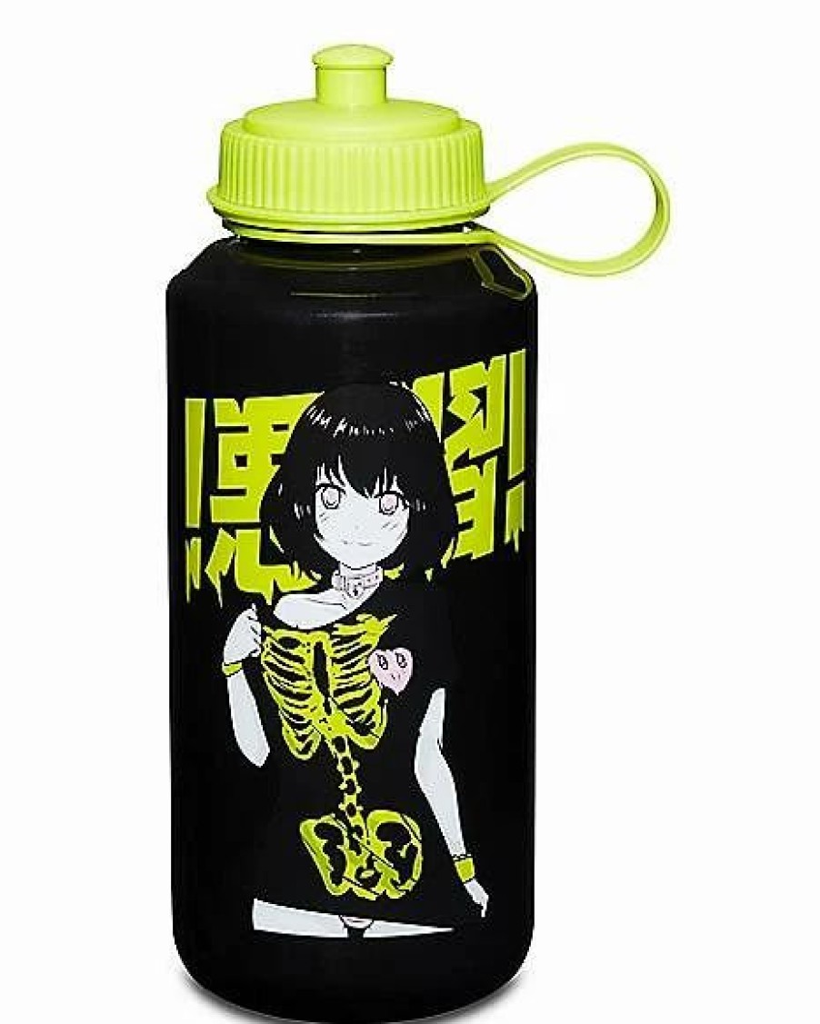 Plastic Drinkware * Best Deal Skeleton Water Bottle 32 Oz. Bad Habits Black