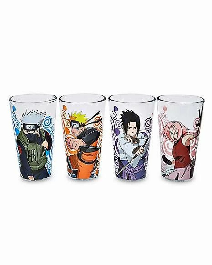 Anime * Best Reviews Of Naruto Pint Glass 4 Pack 16 Oz. Assorted Colors