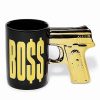 Coffee Mugs * Buy Foil Gold Gun Handle Boss Coffee Mug 16 Oz. Black