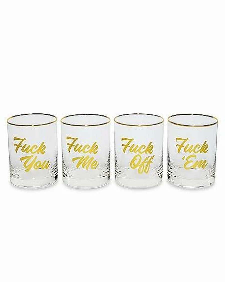 Christmas * Cheapest Fuck Glasses 4 Pack 14 Oz. Clear