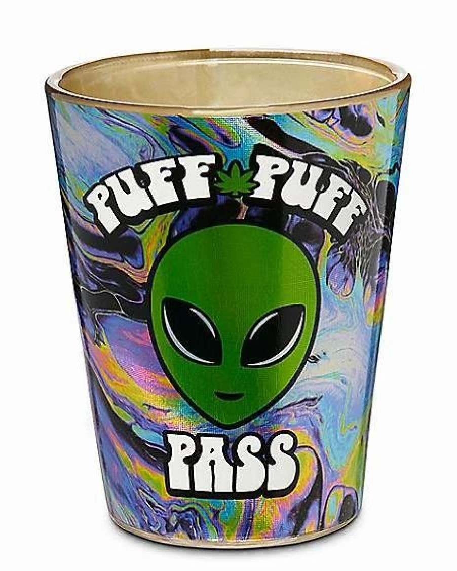 Shooters & Shot Glasses * Discount Puff Puff Pass Alien Shot Glass 2 Oz.