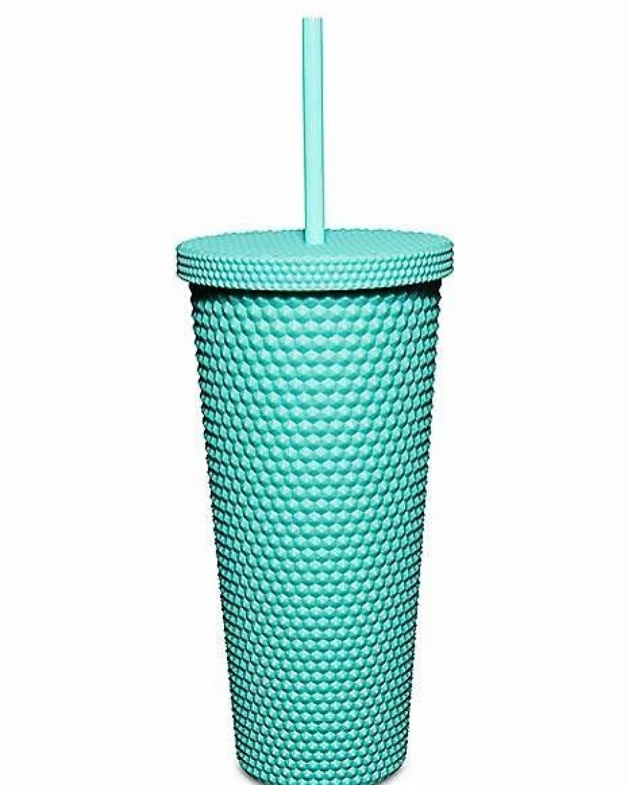 Plastic Drinkware * Hot Sale Textured Mushroom Cup With Straw 24 Oz. Teal