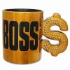 Coffee Mugs * Best Deal Boss Dollar Sign Handle Coffee Mug 20 Oz. Gold