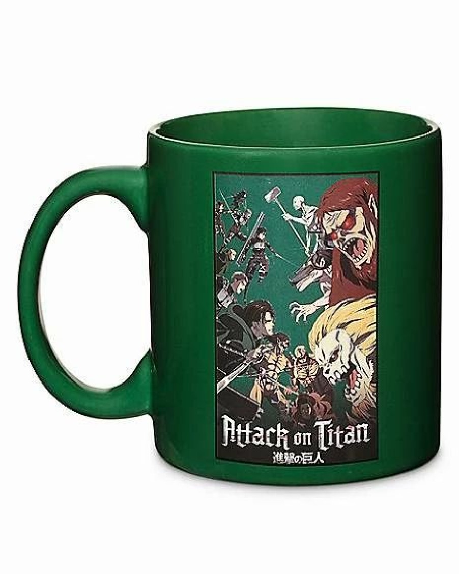 Anime * Wholesale Attack On Titans Group Coffee Mug 20 Oz. Green